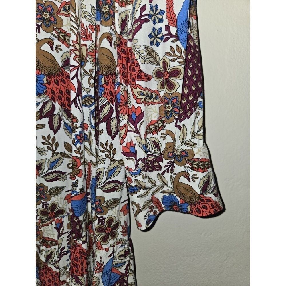LOFT Petites Floral Bird Print Dress Women's SP 3/4 Sleeve Mini Shift - Picture 2 of 4